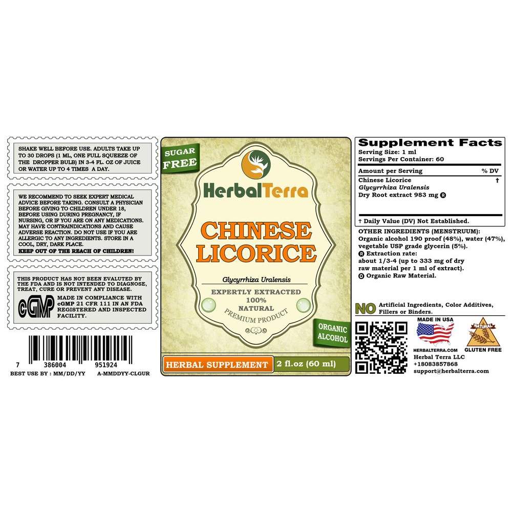Chinese Licorice (Glycyrrhiza Uralensis) Tincture, Dried Root